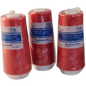 Red Overlock Thread Scarlet 101 100% Spun Polyester 3000 Yards Pack Of 3